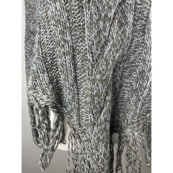 Inis Crafts 100% Merino Wool Poncho Sweater Cape Fringe Brown Irish Made S/M - Picture 7 of 16